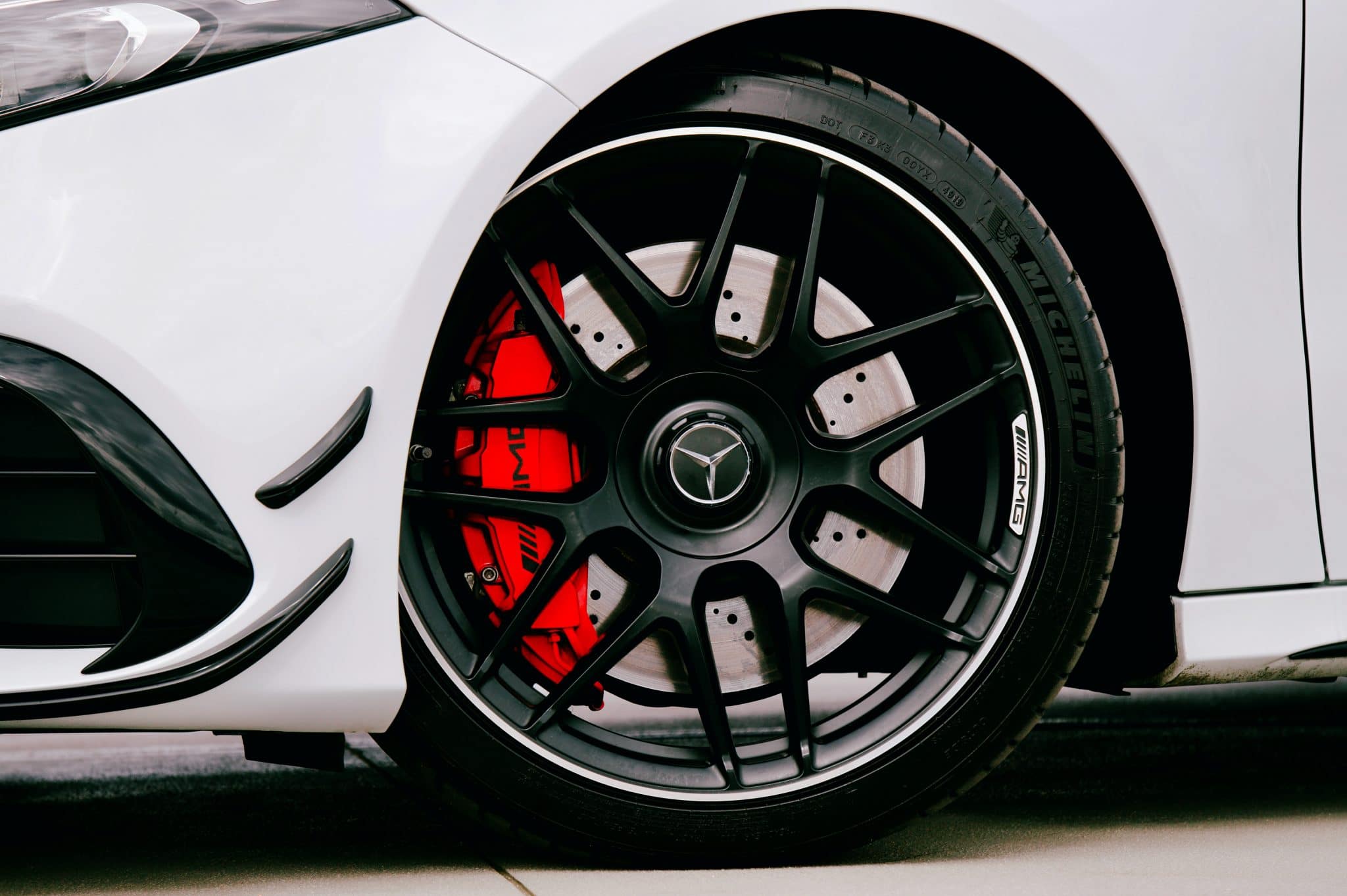 The wheel of a car after it received Mercedes servicing at Autobahn Servicing in Birmingham